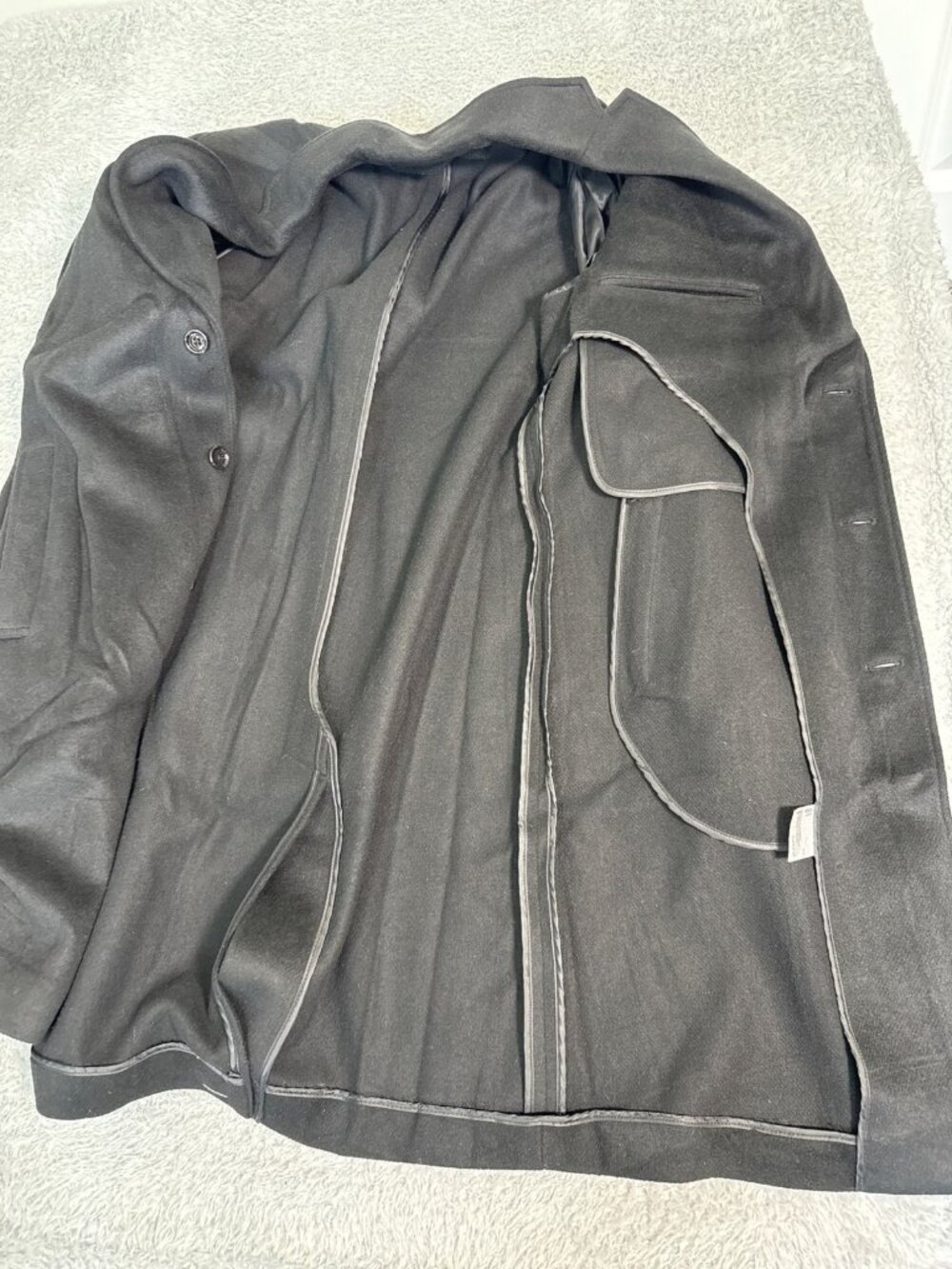 Alfani Mens Black Wool Blend Overcoat Size M Indonesia Dress Office - Picture 14 of 14